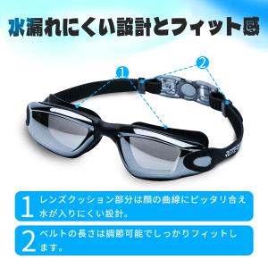 スイムゴーグル 水泳 大人用 くもり止め UV...の詳細画像3