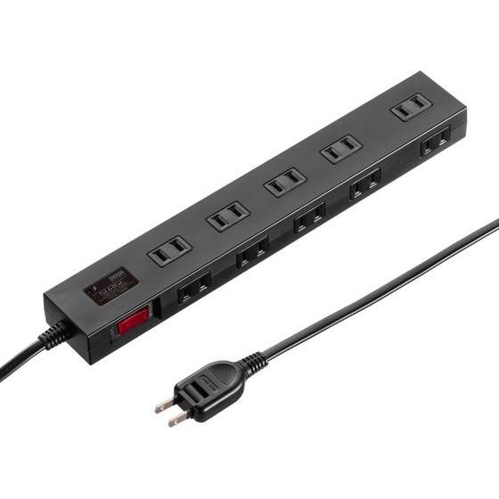 サンワサプライ 雷ガードタップ 10個口 3m 黒 TAP-SP2110N-3BK コード付き電源タ...