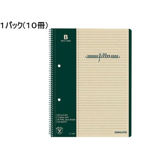 コクヨ フィラーノート B5 B罫 マージン罫入 10冊 ス-10BN Ｂ罫 罫線６ｍｍ幅 セミＢ５...