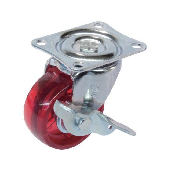 【お取り寄せ】ユーエイ スケルトンキャスター自在車S付 50径ポリカーボネート車輪(赤) G-50P...