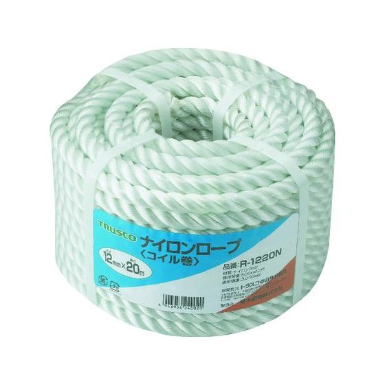 【お取り寄せ】TRUSCO ナイロンロープ 3つ打 線径12mm×長さ20m R-1220N ナイロ...
