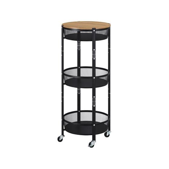 【お取り寄せ】アイリスオーヤマ マルチワゴン 丸型3段 ブラック MUW-R3 キッチンワゴン キッ...