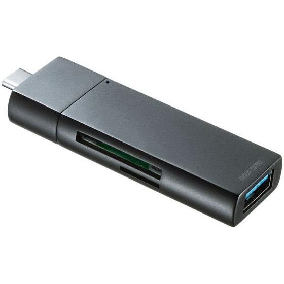 【お取り寄せ】サンワサプライ Type-Cコンパクトカードリーダー USB 1ポート付き カードリー...