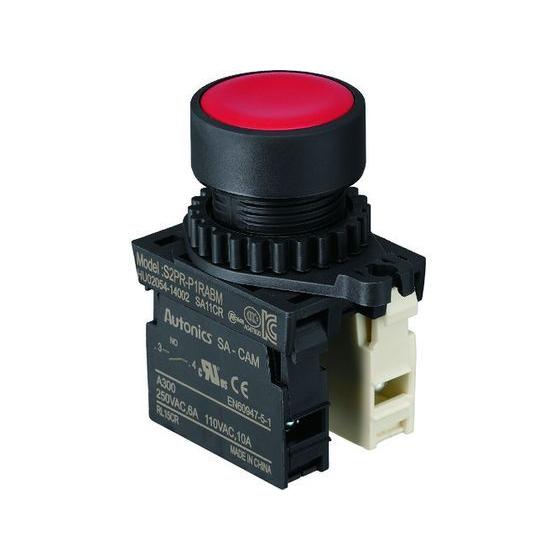 【お取り寄せ】TRUSCO 押しボタンスイッチ Φ25 1a-1b 赤 25P-1A1BM-R 押し...