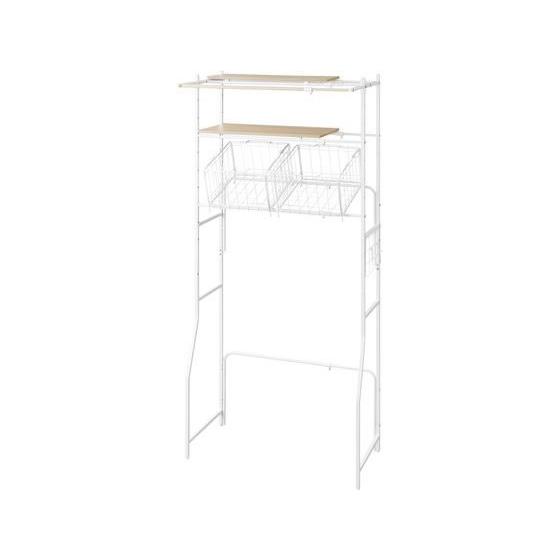 【お取り寄せ】アイリスオーヤマ バスケット付き伸縮ランドリーラック ホワイト BSSL-860R 洗...