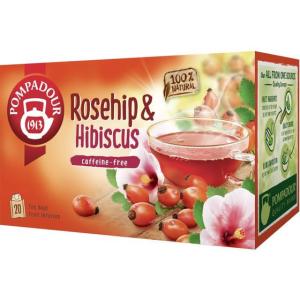 ポンパドール ハーブティーローズヒップ&amp;ハイビスカスフラワー 20バッグ ティーバッグ 紅茶 ココア 飲料