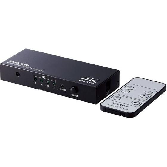 エレコム HDMI切替器 4ポート リモコン付属 PC DH-SW4KP41BK 切替機 分配器 Ｐ...