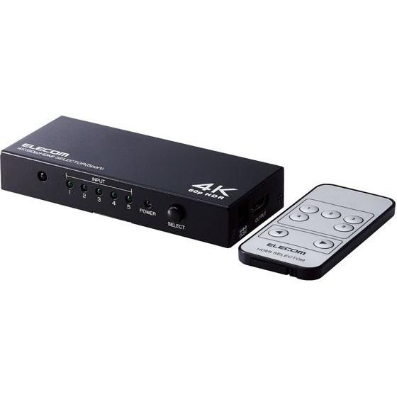 【お取り寄せ】エレコム HDMI切替器 5ポート リモコン付属 PC DH-SW4KP51BK 切替...