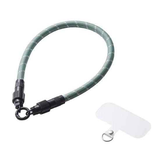 【お取り寄せ】エレコム スマホストラップ 2in1 30cm グリーン P-STHH1CC08GN ...