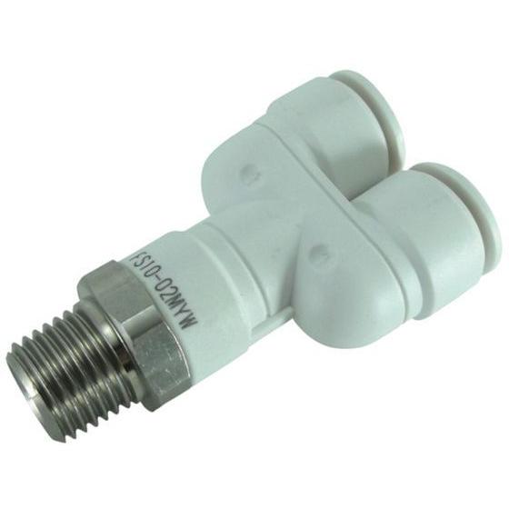 【お取り寄せ】チヨダ ファイブSUSメイルブランチワイ 白 10mm・R1／4 FS10-02MYW...