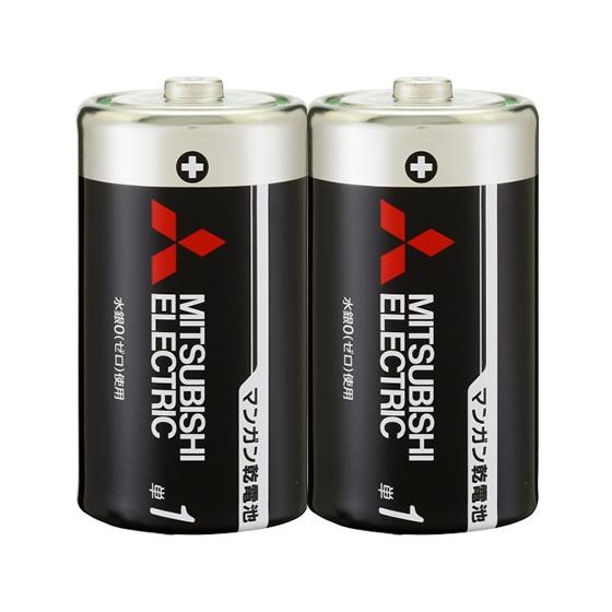 三菱 マンガン乾電池 単1形 2本 R20PUD 2S マンガン乾電池 単１ マンガン電池 充電池 ...