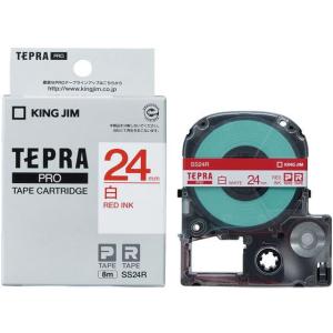 キングジム テプラPRO用テープ 24mm 白 赤文字 SS24R  テープ 白 ＴＲ用 キングジム ラベルプリンタ