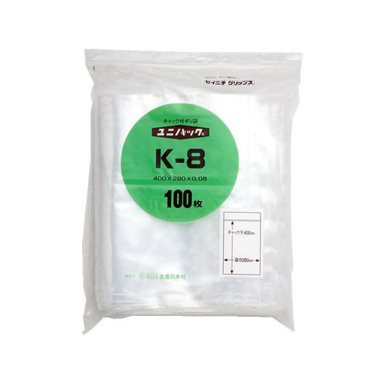 セイニチ ユニパック(R) 厚口 400×280×0.08mm 100枚入 K-8 チャック付ポリ袋...