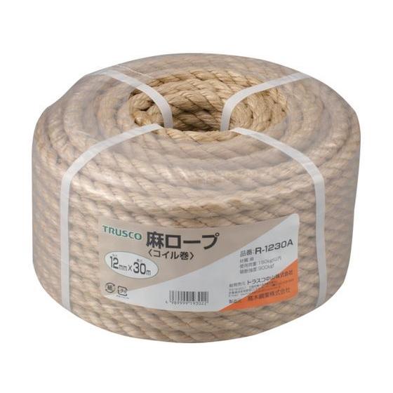 【お取り寄せ】TRUSCO 麻ロープ 3つ打 線径12mm×長さ30m R-1230A 麻ロープ 荷...