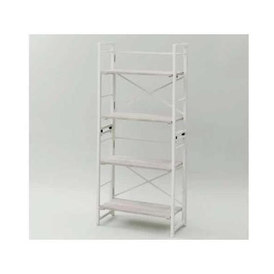 山善 折り畳みラック W60×D28×H71cm(単体時)2個組 ホワイト ディスプレイラック リビ...