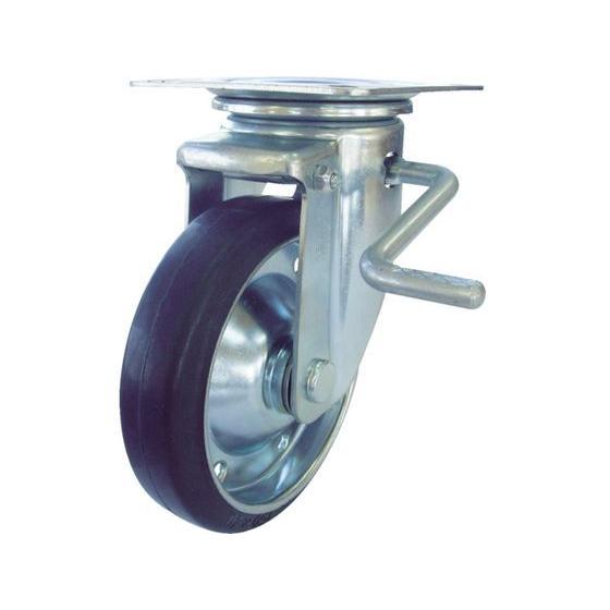 【お取り寄せ】ユーエイ 新型プレスキャスター右S付自在車 150径ゴム車輪 PMS-150WBLB(...