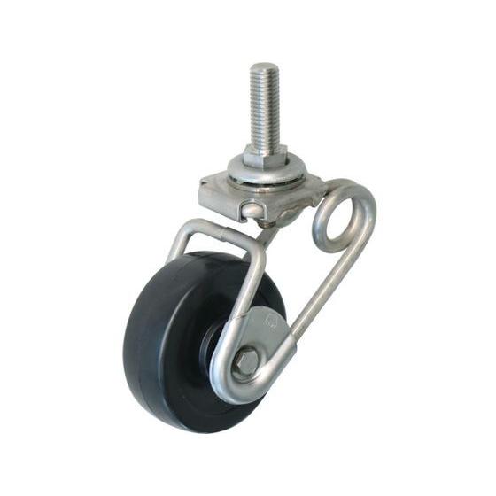 【お取り寄せ】シシク 緩衝キャスター5 ステンレス製 自在 ネジ込み 75径 Rゴム車 SUSAJ-...