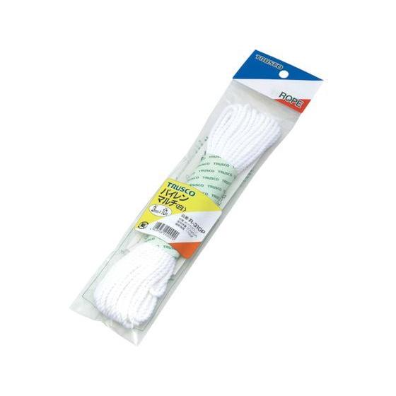 【お取り寄せ】TRUSCO パイレンカラーロープ 3つ打 線径3mm×長さ10m 白 ＰＰロープ 荷...