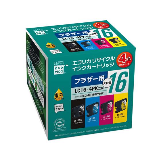 【お取り寄せ】エコリカ ブラザー用リサイクルインクカートリッジ 4色パック LC16-4PK