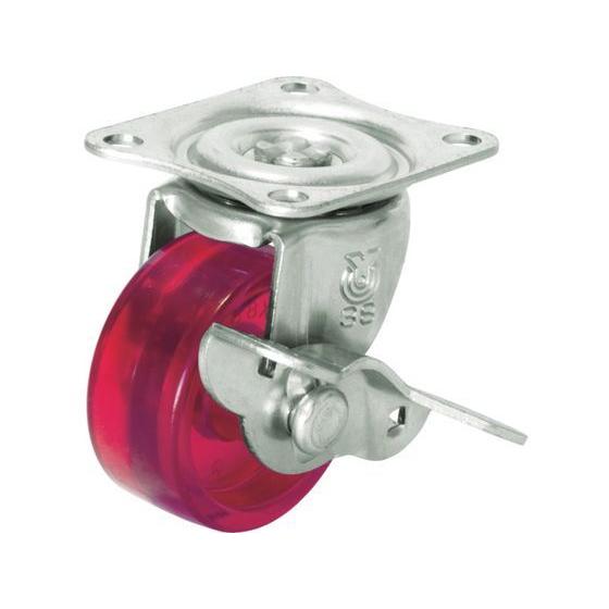 【お取り寄せ】ユーエイ スケルトンキャスター自在車S付 38径ポリカーボネート車輪(赤) G-38P...