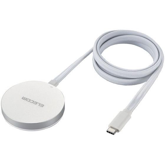 エレコム ワイヤレス充電器 Qi2 ケーブル一体 1m シルバー W-MA05SV ワイヤレス充電器...