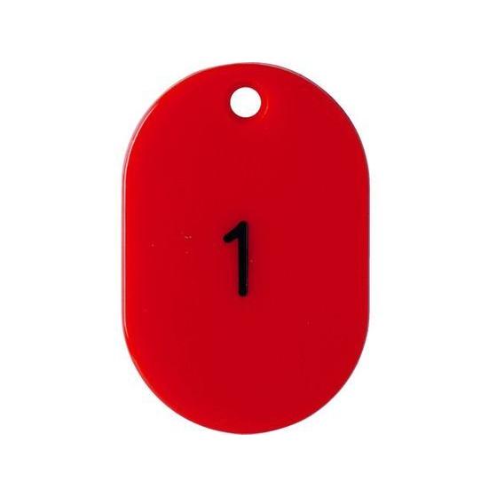 【お取り寄せ】TRUSCO 番号入小判札 小 45×30 1~25 赤 TKFS-0125-R 安全...