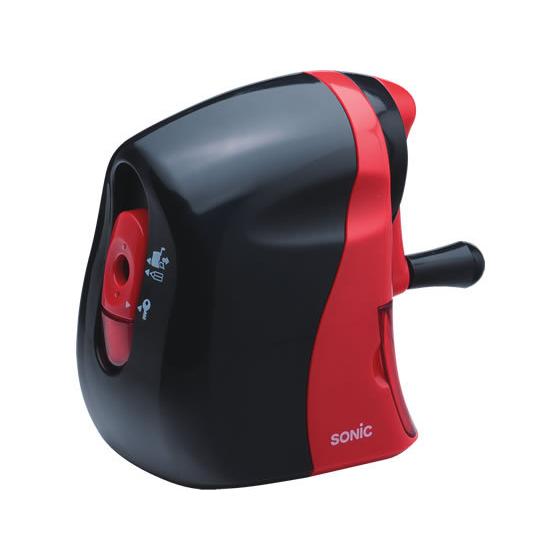 ソニック かるハーフ 手動鉛筆削り 黒赤 SK-802-R 手動 ハンドル式 鉛筆削り 鉛筆 色鉛筆