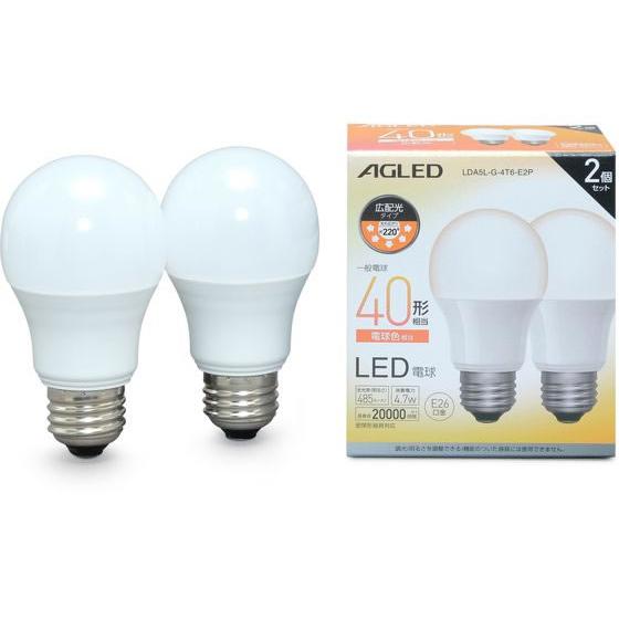 【お取り寄せ】アイリスオーヤマ LED電球 E26 広配光 40形 電球色 2個2万時間 40Ｗ形相...