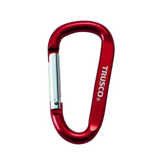 【お取り寄せ】TRUSCO カラビナ 線径6mm×60mm D型 レッド TKN660R 墜落制止用...