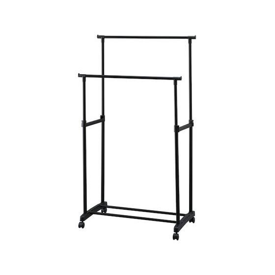 【お取り寄せ】アイリスオーヤマ パイプハンガー ダブルタイプ ブラック ポールハンガー パイプハンガ...