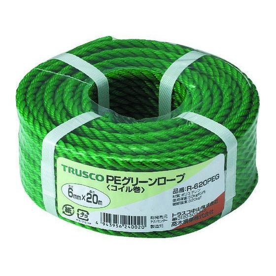 【お取り寄せ】TRUSCO PEグリーンロープ 3つ打 線径6mm×長さ20m R-620PEG Ｐ...