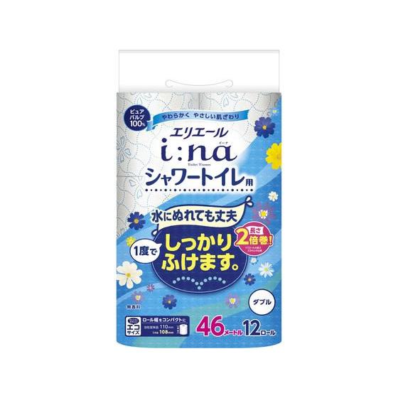 大王製紙 エリエール イーナ トイレットティシュー シャワー用ダブル46m12R エリエール トイレ...