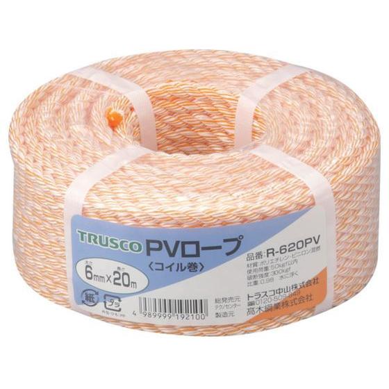 【お取り寄せ】TRUSCO PVロープ 3つ打 線径6mm×長さ20m R-620PV ＰＶロープ ...