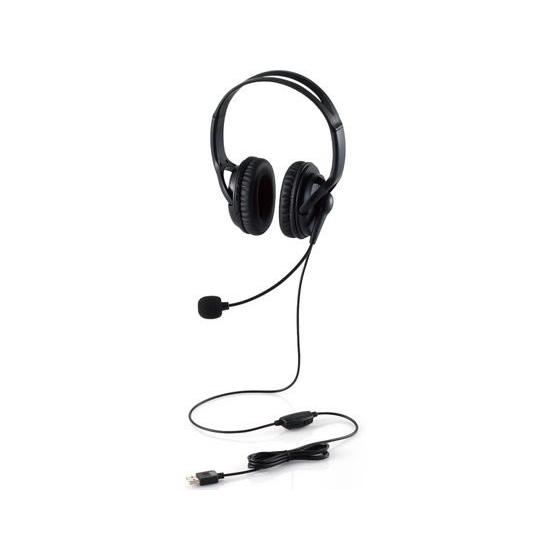 エレコム 有線ヘッドホン 両耳 USB 大型 HS-HP02SUBK ヘッドセット 通話用イヤホン ...
