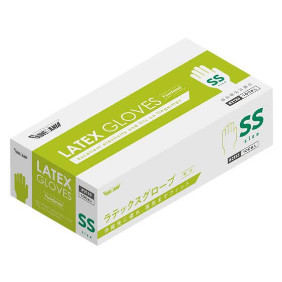 川西工業 天然ゴム使いきり極薄手袋 粉付SS100枚 #2133