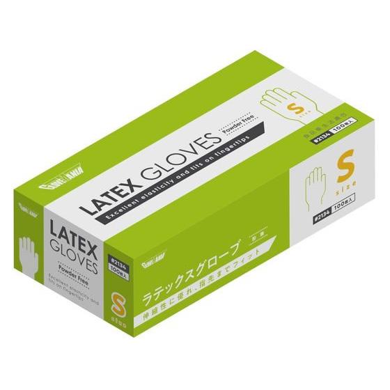 川西工業 天然ゴム使いきり極薄手袋 粉無S 100枚 #2134