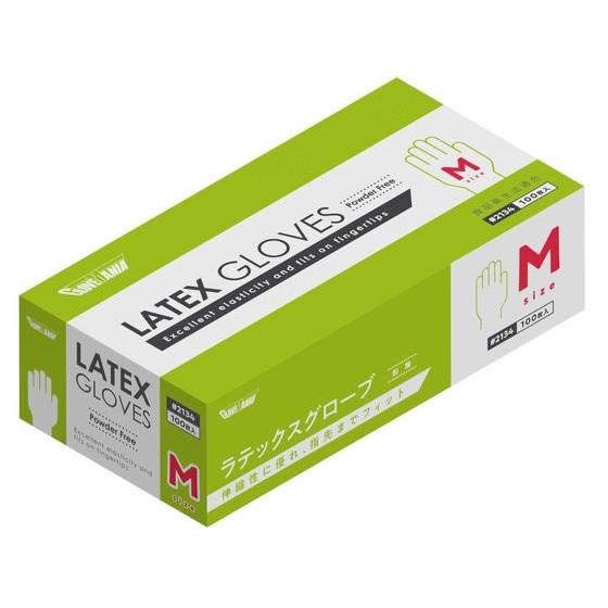 川西工業 天然ゴム使いきり極薄手袋 粉無M100枚 #2134