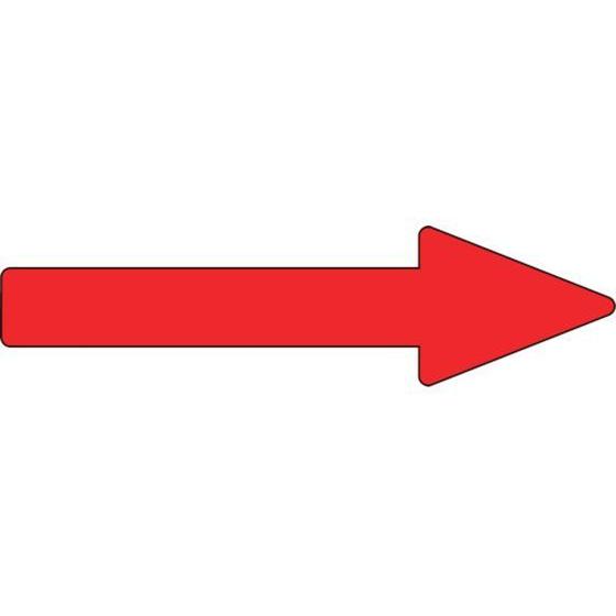 【お取り寄せ】緑十字 配管方向表示ステッカー →赤矢印 貼矢28 40×150mm 10枚組 アルミ...