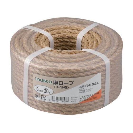 【お取り寄せ】TRUSCO 麻ロープ 3つ打 線径6mm×長さ30m R-630A 麻ロープ 荷造り...