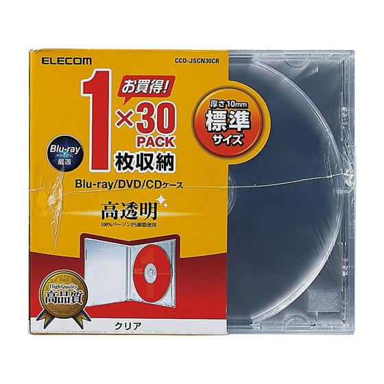 エレコム Blu-ray／DVD／CDケース(1枚収納) CCD-JSCN30CR ＣＤ ＤＶＤ用プ...