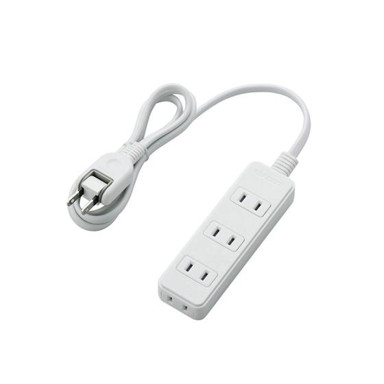 エレコム スイングプラグタップ 2P式4個口1m ホワイト T-S02-2410WH コード付き電源...
