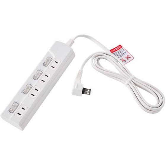 【お取り寄せ】朝日電器 スイッチ付 電源タップ 4個口 2m WLK-R42LW コード付き電源タッ...