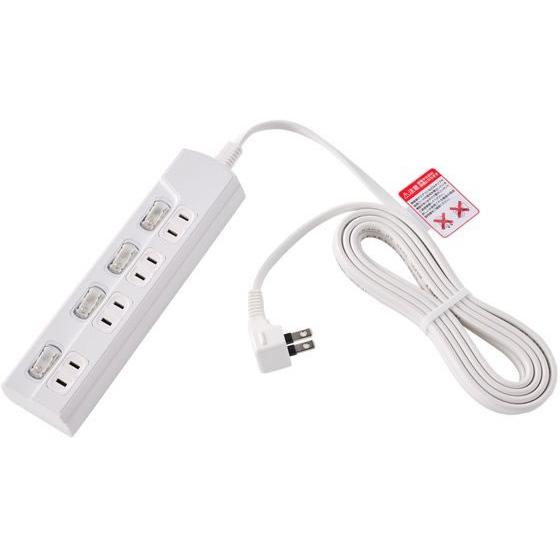 【お取り寄せ】朝日電器 スイッチ付 電源タップ 4個口 3m WLK-R43LW コード付き電源タッ...