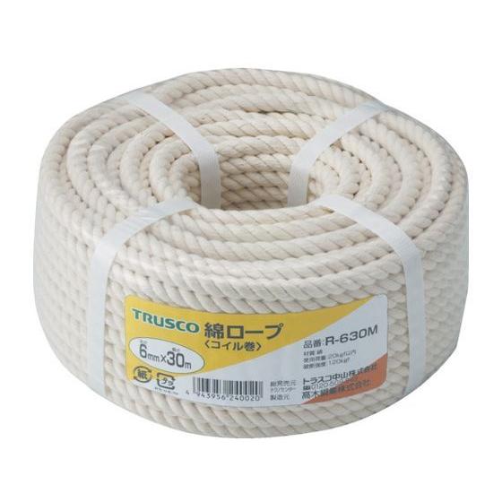 【お取り寄せ】TRUSCO 綿ロープ 3つ打 線径6mm×長さ30m R-630M 綿ロープ 荷造り...
