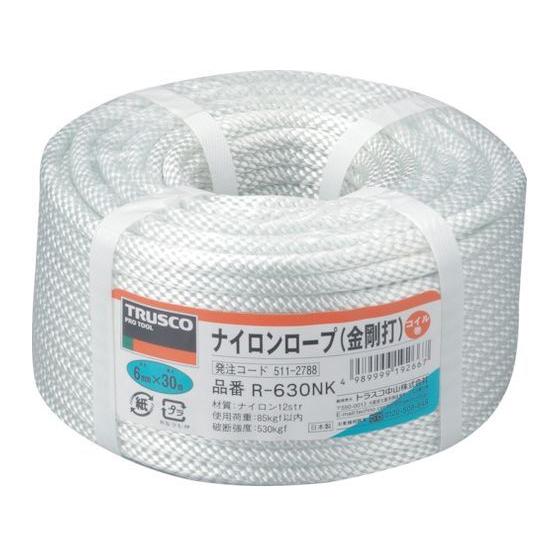 【お取り寄せ】TRUSCO ナイロンロープ 金剛打 線径6mm×長さ30m R-630NK ナイロン...