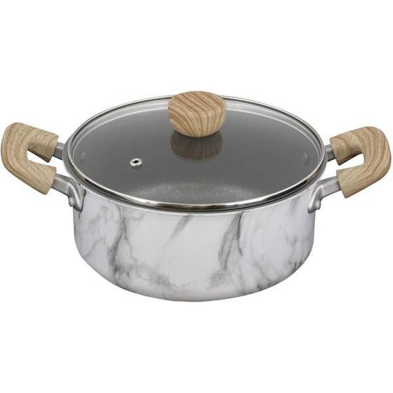 【お取り寄せ】LIV PLUS ベストコ 両手鍋 20cm キャセロール ホワイト 大理石柄 両手鍋...