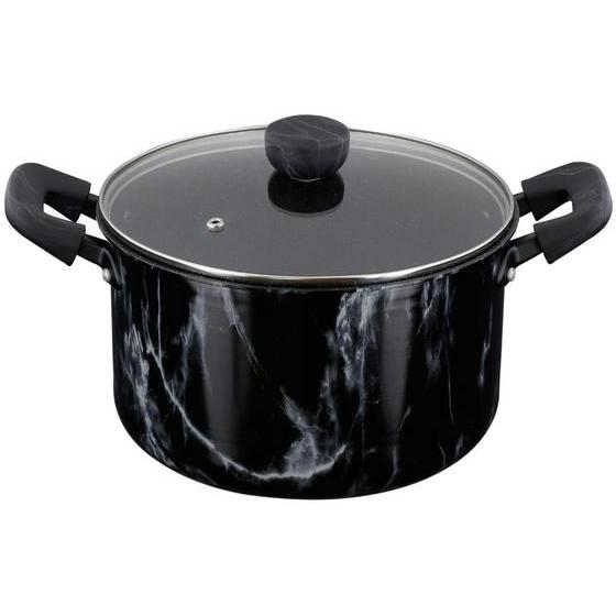 【お取り寄せ】LIV PLUS ベストコ 両手鍋 22cm シチューポット ブラック 大理石柄 両手...