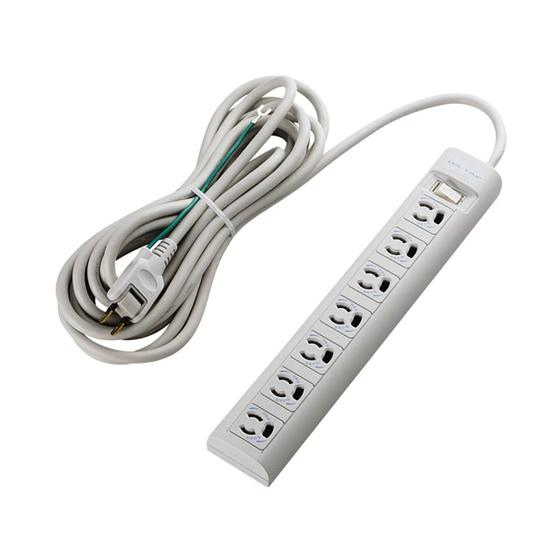 エレコム 抜け止めマグネット雷タップ 3P7個口 5m T-Y3A-3750WH コード付き電源タッ...