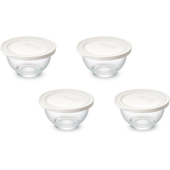 【お取り寄せ】アイリスオーヤマ 耐熱ガラスボウル 4点セット ホワイト TGB-4S 小型コンテナー...