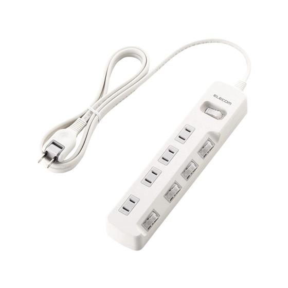 【お取り寄せ】エレコム 省エネタップ一括&amp;個別スイッチ4個口2mホワイト T-E7A-2420WH ...
